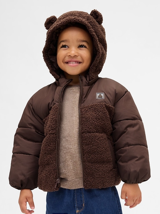doudoune ours en sherpa recyclé pour bébé et tout-petit