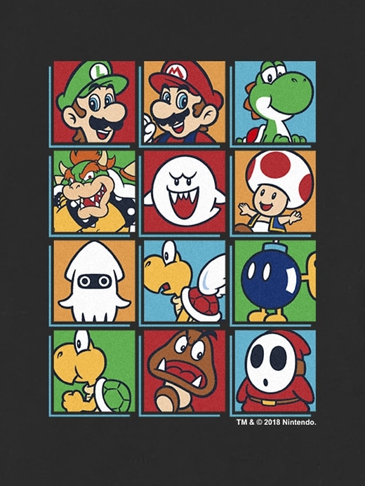 t-shirt graphique nintendo pour tout-petits avec boîte à personnages