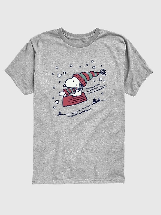 t-shirt graphique à manches courtes pour tout-petits peanuts snoopy faisant de la luge